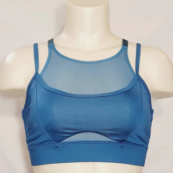 JoyLab Double Layer Mesh Sports Wire Free Sports Bra XS Ocean Blue NWT - Picture 1 of 5